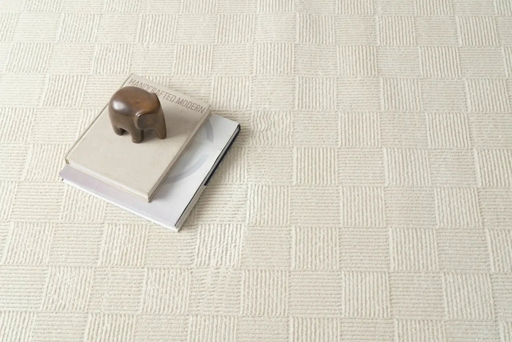 Washable Sage Green Geometric Rug, Recycled Polyester Medium-Pile Basketweave Design in Multiple Sizes