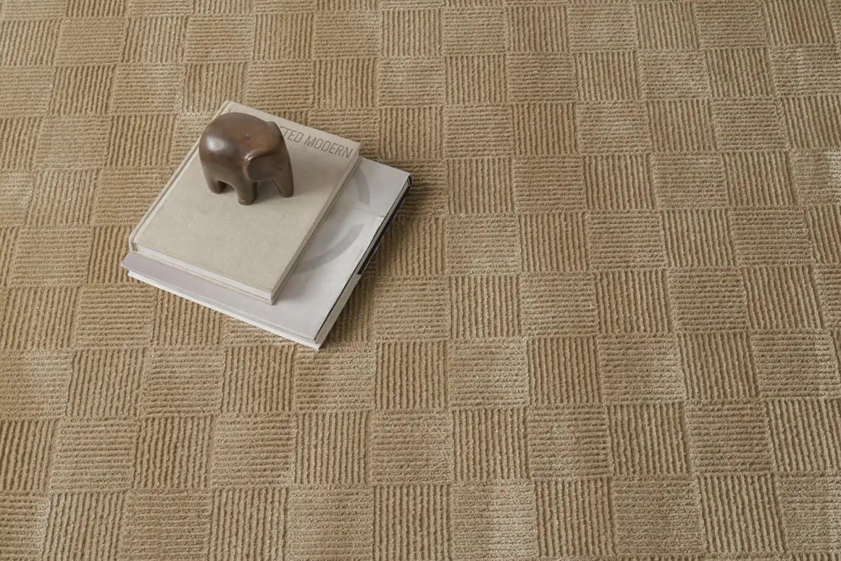 Washable Sage Green Geometric Rug, Recycled Polyester Medium-Pile Basketweave Design in Multiple Sizes