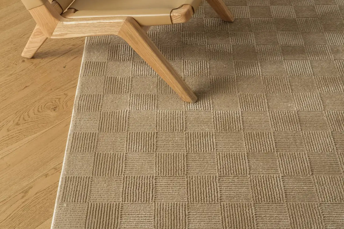 Washable Sage Green Geometric Rug, Recycled Polyester Medium-Pile Basketweave Design in Multiple Sizes