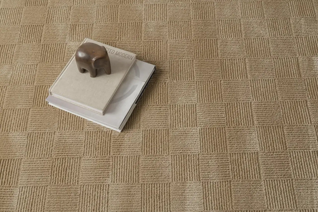 Washable Sage Green Geometric Rug, Recycled Polyester Medium-Pile Basketweave Design in Multiple Sizes