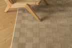 Washable Sage Green Geometric Rug, Recycled Polyester Medium-Pile Basketweave Design in Multiple Sizes