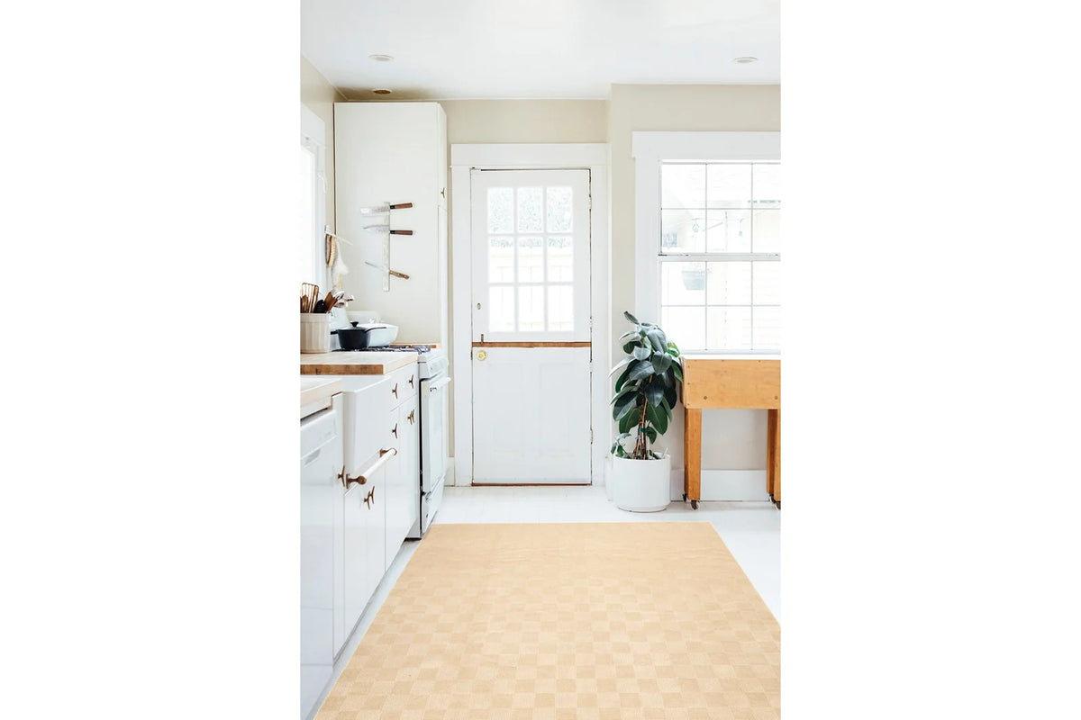 Washable Sage Green Geometric Rug, Recycled Polyester Medium-Pile Basketweave Design in Multiple Sizes