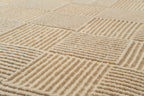 Washable Sage Green Geometric Rug, Recycled Polyester Medium-Pile Basketweave Design in Multiple Sizes