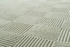 Washable Sage Green Geometric Rug, Recycled Polyester Medium-Pile Basketweave Design in Multiple Sizes