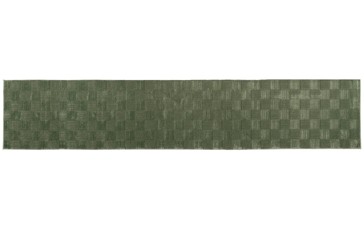 Washable Sage Green Geometric Rug, Recycled Polyester Medium-Pile Basketweave Design in Multiple Sizes