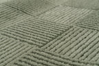 Washable Sage Green Geometric Rug, Recycled Polyester Medium-Pile Basketweave Design in Multiple Sizes