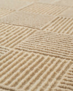 Washable Sage Green Geometric Rug, Recycled Polyester Medium-Pile Basketweave Design in Multiple Sizes