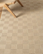 Washable Sage Green Geometric Rug, Recycled Polyester Medium-Pile Basketweave Design in Multiple Sizes
