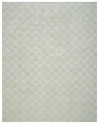 Washable Sage Green Geometric Rug, Recycled Polyester Medium-Pile Basketweave Design in Multiple Sizes