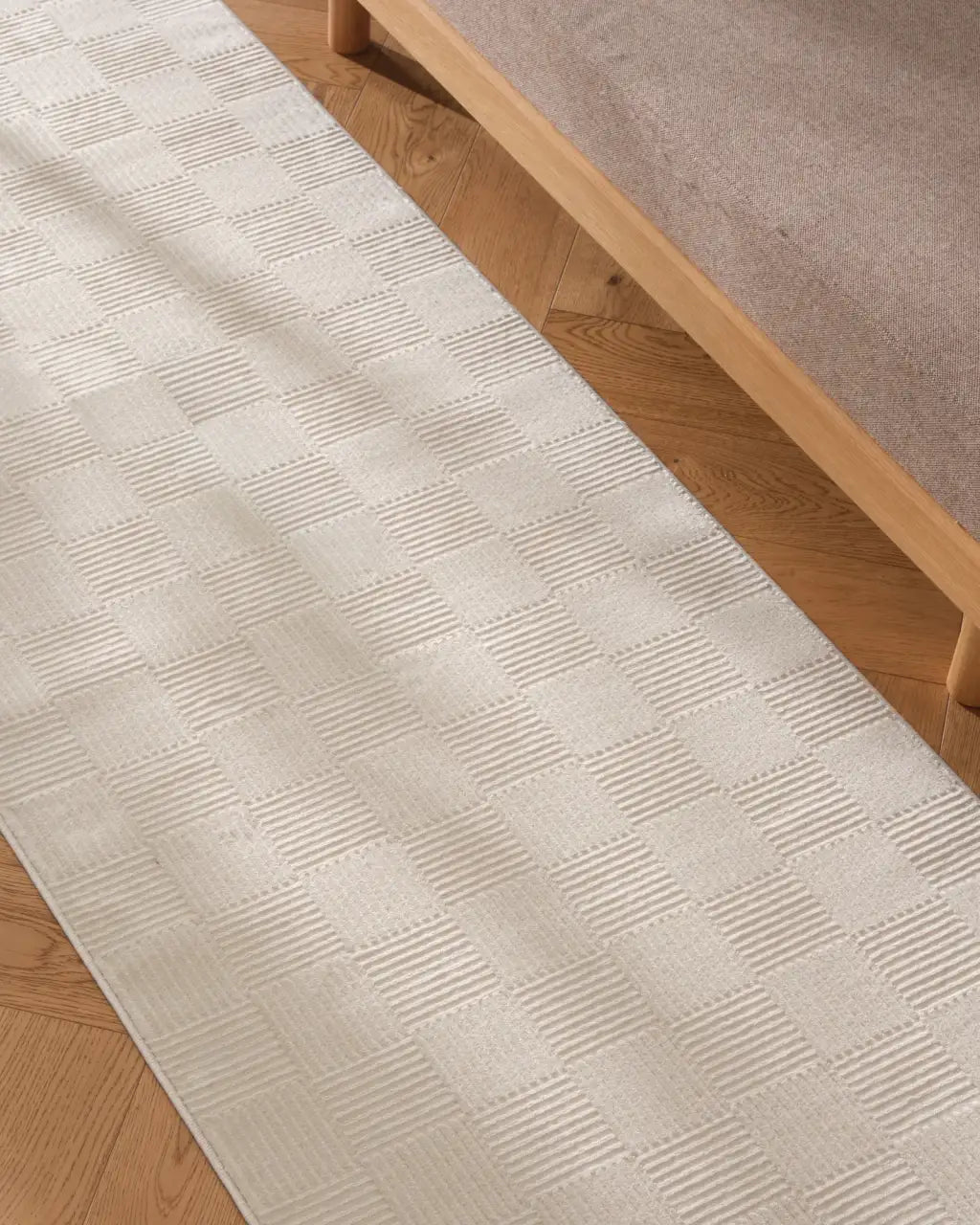 Washable Sage Green Geometric Rug, Recycled Polyester Medium-Pile Basketweave Design in Multiple Sizes
