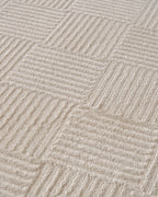 Washable Sage Green Geometric Rug, Recycled Polyester Medium-Pile Basketweave Design in Multiple Sizes