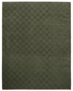 Washable Sage Green Geometric Rug, Recycled Polyester Medium-Pile Basketweave Design in Multiple Sizes