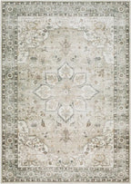 Washable Sage Medall — 2' x 2'11" Rectangle / 2'7" x 4' Rectangle / 3'6" x 5'6" Rectangle / 5'3" x 7'7" Rectangle / 7'6" x 9'