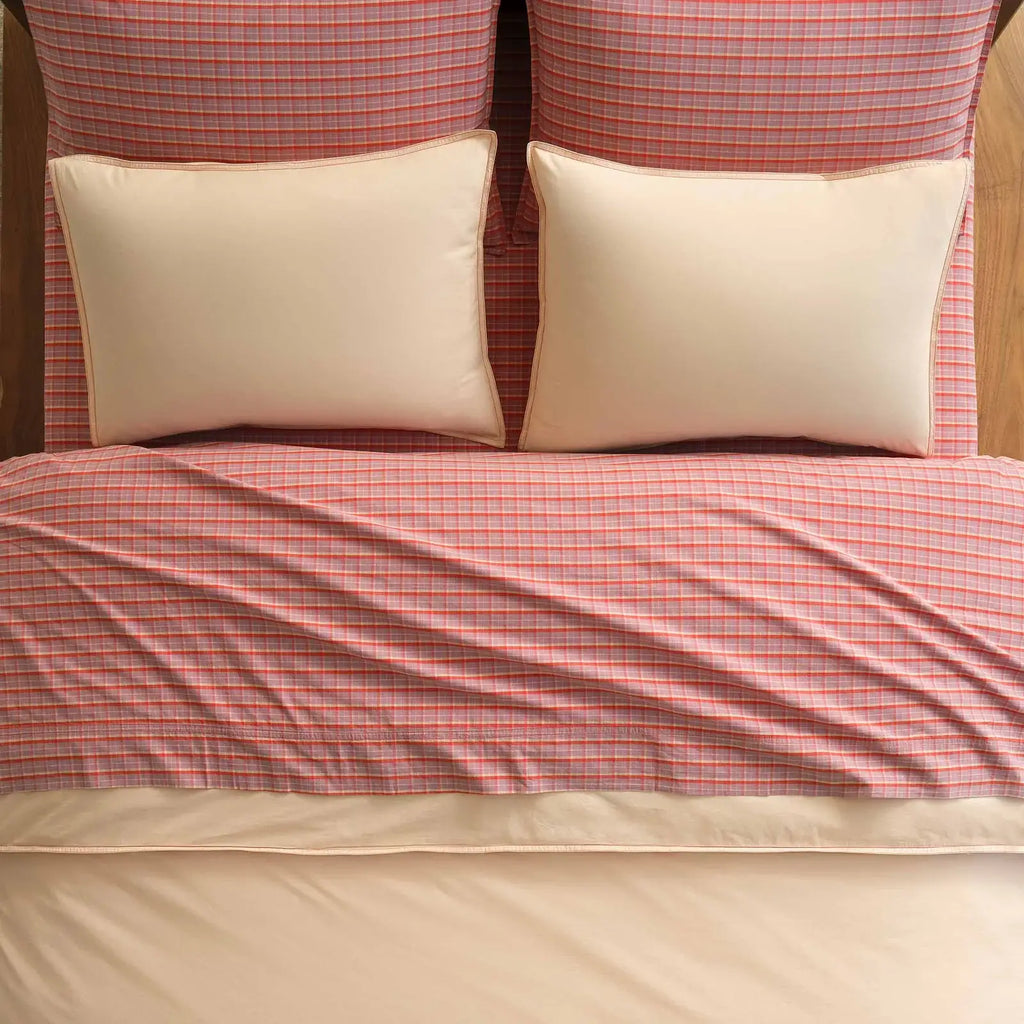 Washed Classic Percale Pillowcase Set in Cotton with Envelope Closures, Standard or King Sizes and Relaxed Stripe