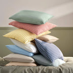 Washed Classic Percale Pillowcase Set in Cotton with Envelope Closures, Standard or King Sizes and Relaxed Stripe