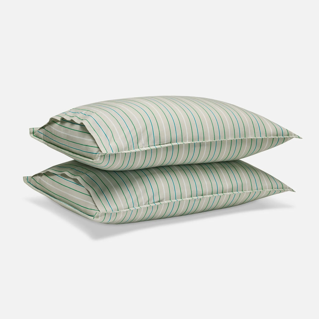 Washed Classic Percale Pillowcase Set in Cotton with Envelope Closures, Standard or King Sizes and Relaxed Stripe