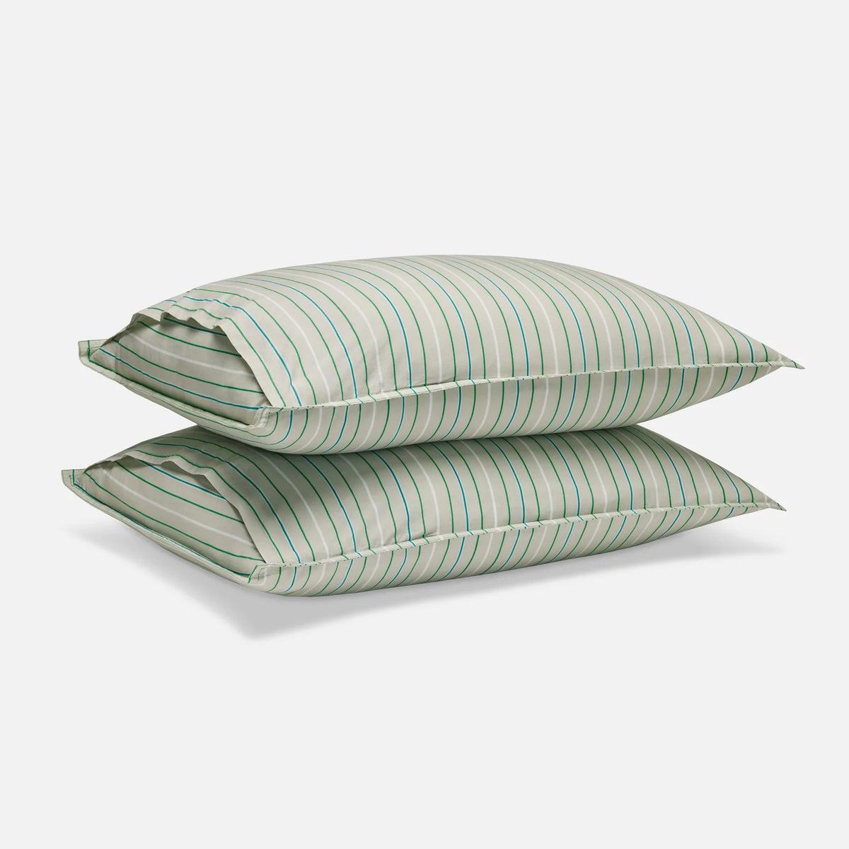 Washed Classic Percale Pillowcase Set in Cotton with Envelope Closures, Standard or King Sizes and Relaxed Stripe