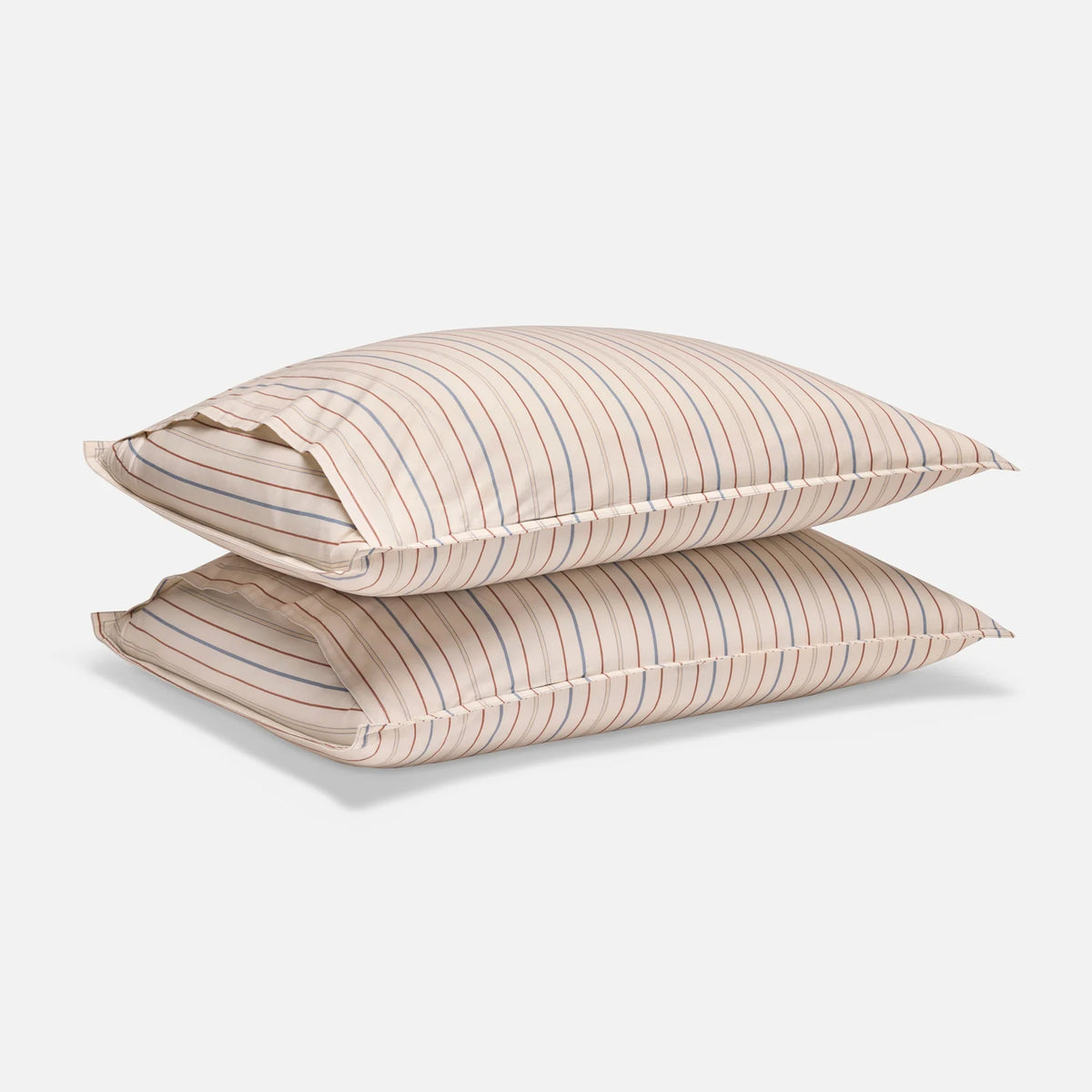 Washed Classic Percale Pillowcase Set in Cotton with Envelope Closures, Standard or King Sizes and Relaxed Stripe