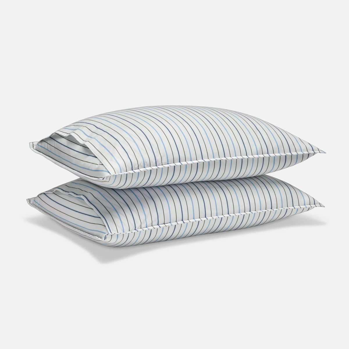 Washed Classic Percale Pillowcase Set in Cotton with Envelope Closures, Standard or King Sizes and Relaxed Stripe