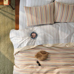 Washed Classic Percale Pillowcase Set in Cotton with Envelope Closures, Standard or King Sizes and Relaxed Stripe