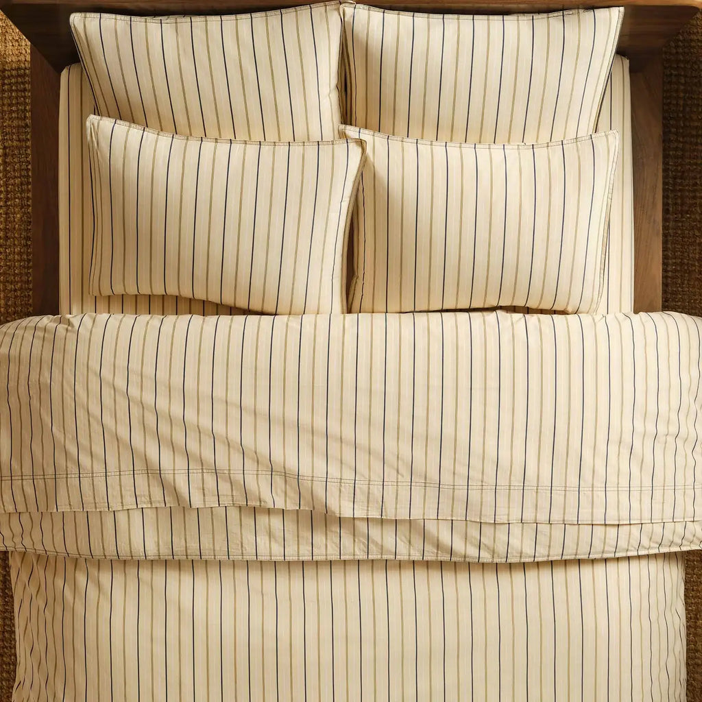 Washed Classic Percale Pillowcase Set in Cotton with Envelope Closures, Standard or King Sizes and Relaxed Stripe
