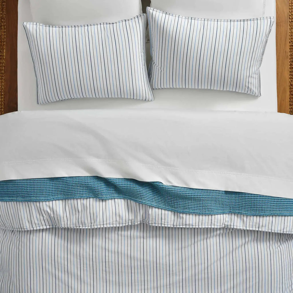 Washed Classic Percale Pillowcase Set in Cotton with Envelope Closures, Standard or King Sizes and Relaxed Stripe