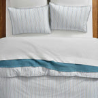 Washed Classic Percale Pillowcase Set in Cotton with Envelope Closures, Standard or King Sizes and Relaxed Stripe