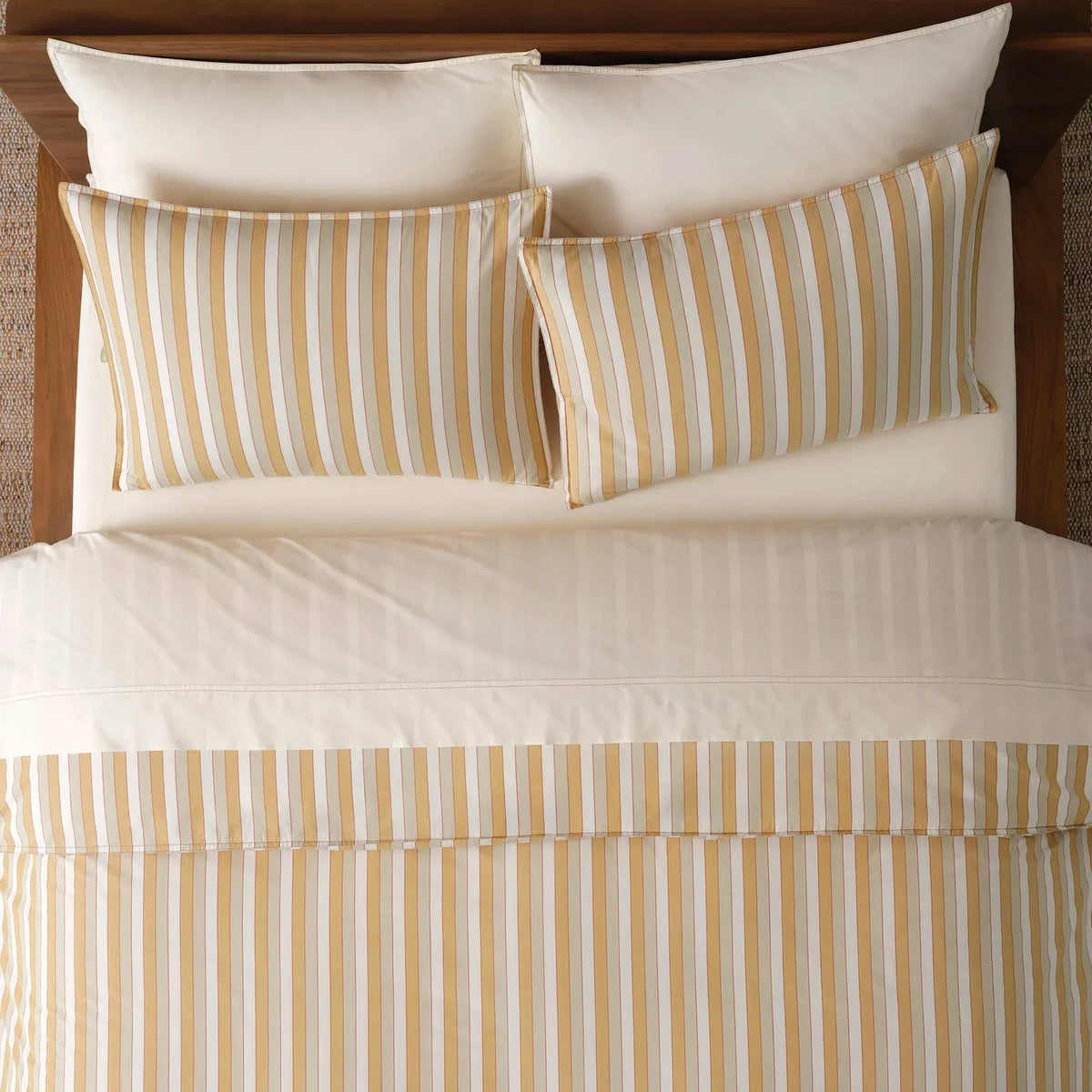 Washed Classic Percale Pillowcase Set in Cotton with Envelope Closures, Standard or King Sizes and Relaxed Stripe