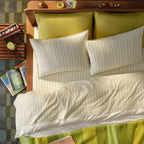 Washed Classic Percale Pillowcase Set in Cotton with Envelope Closures, Standard or King Sizes and Relaxed Stripe
