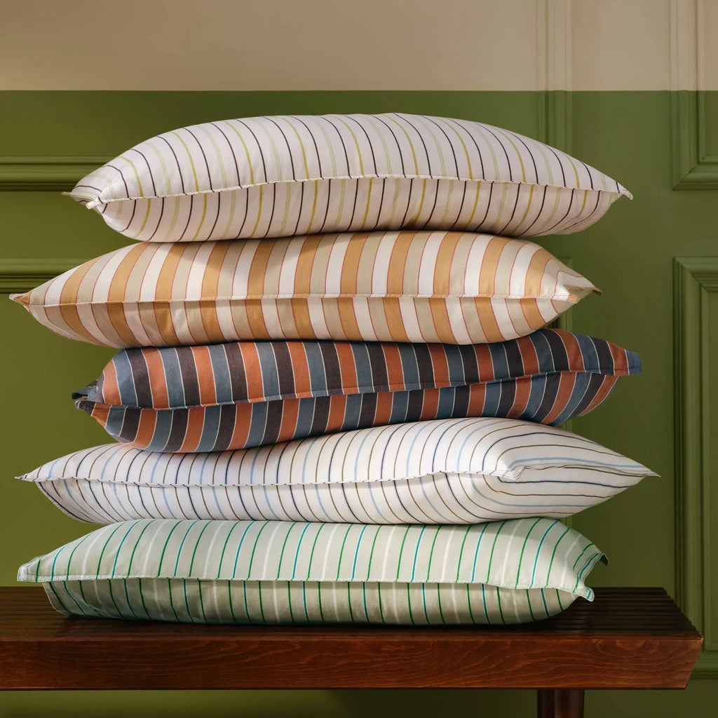 Washed Classic Percale Pillowcase Set in Cotton with Envelope Closures, Standard or King Sizes and Relaxed Stripe
