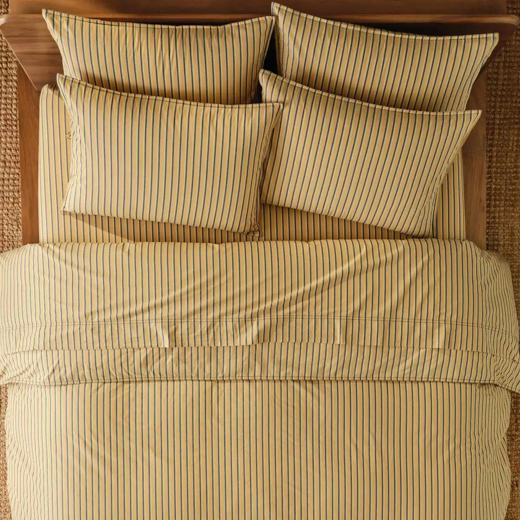Washed Classic Percale Pillowcase Set in Cotton with Envelope Closures, Standard or King Sizes and Relaxed Stripe