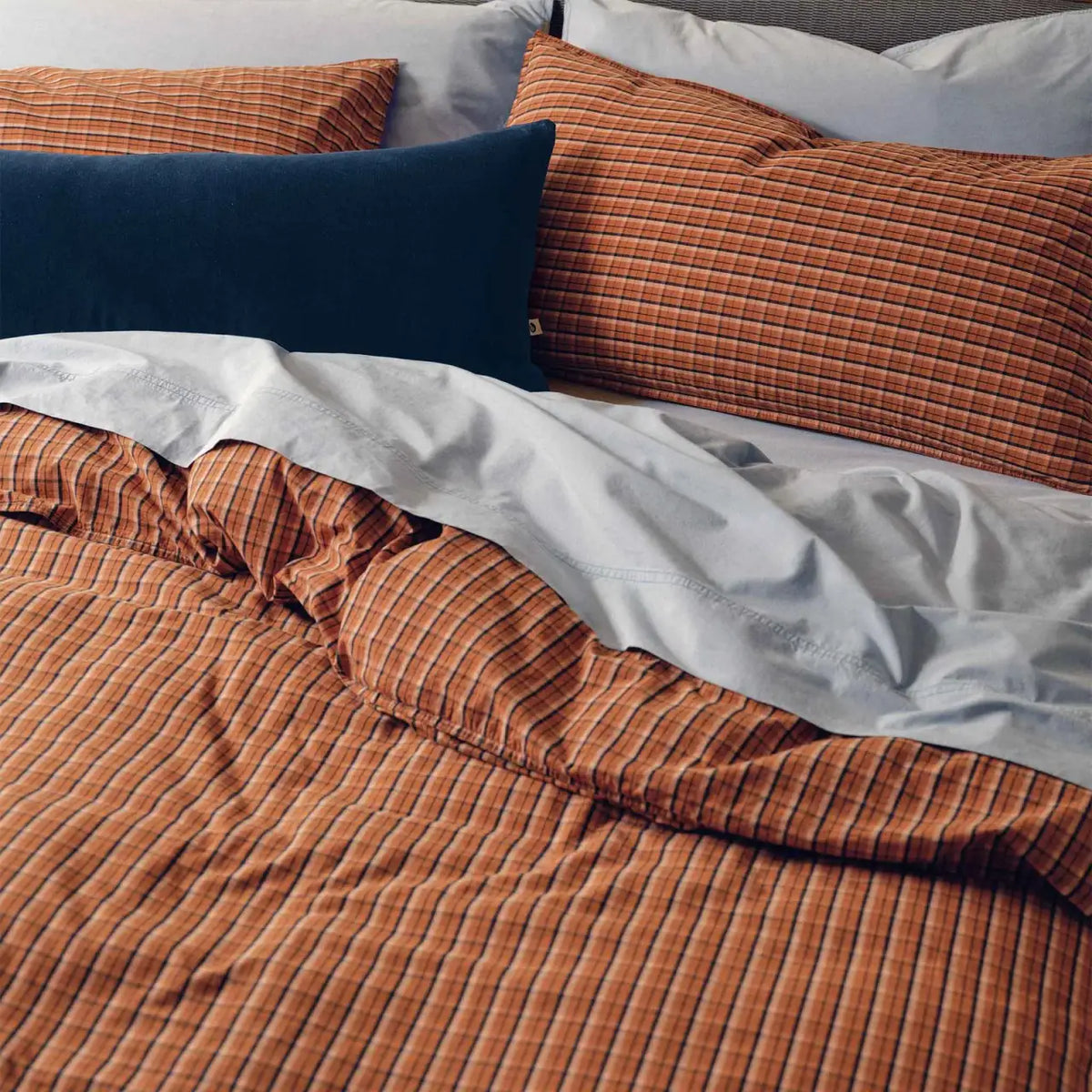 Washed Classic Percale Pillowcase Set in Cotton with Envelope Closures, Standard or King Sizes and Relaxed Stripe