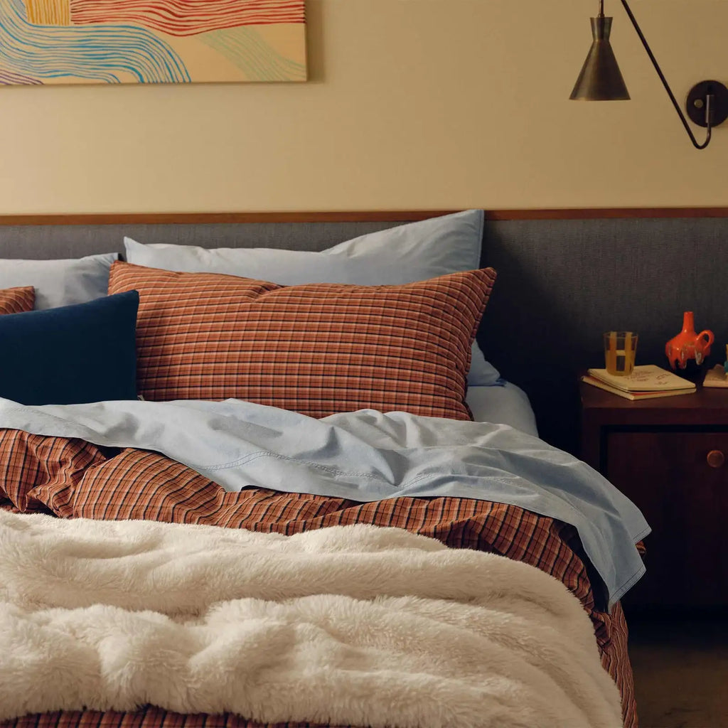 Washed Classic Percale Pillowcase Set in Cotton with Envelope Closures, Standard or King Sizes and Relaxed Stripe