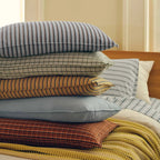 Washed Classic Percale Pillowcase Set in Cotton with Envelope Closures, Standard or King Sizes and Relaxed Stripe