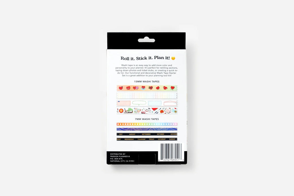 Washi Tape Set with 8 Decorative Paper Rolls in Mixed 15mm and 7mm Widths for Journals and Crafts