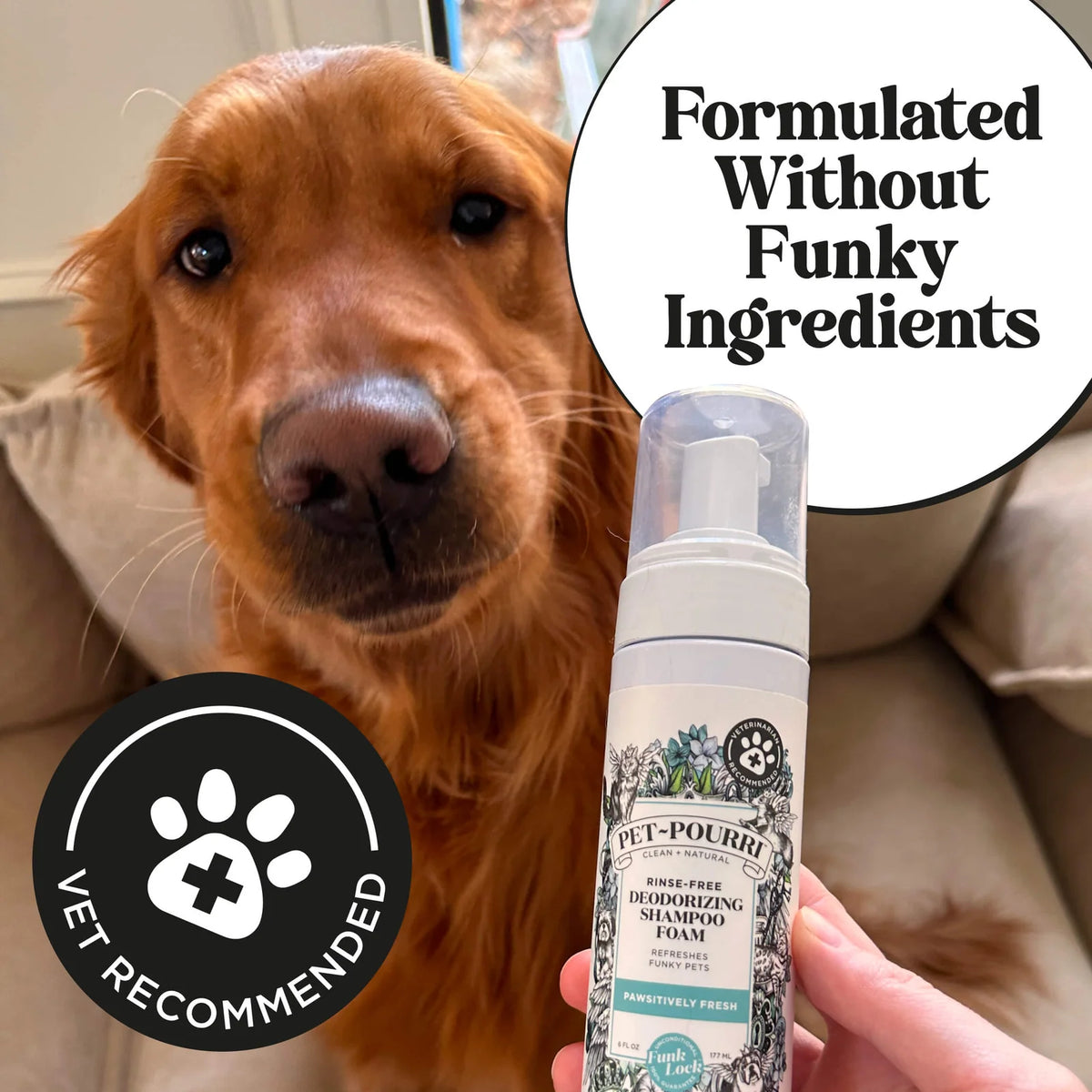 Waterless Dog Shampoo for Quick No-Rinse Coat Refresh with Pineapple, Jasmine and Pear Scent