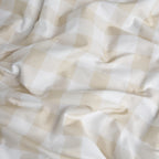 Waterproof Cot Sheet in Latte Brown Gingham with an Organic Cotton Face and Built-In Waterproof Lining