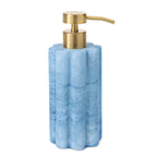 Wavy Alabaster Bathroom Accessories in Azure or Pink with Scalloped Details and Multiple Vanity St — Azure / Lotion Dispenser