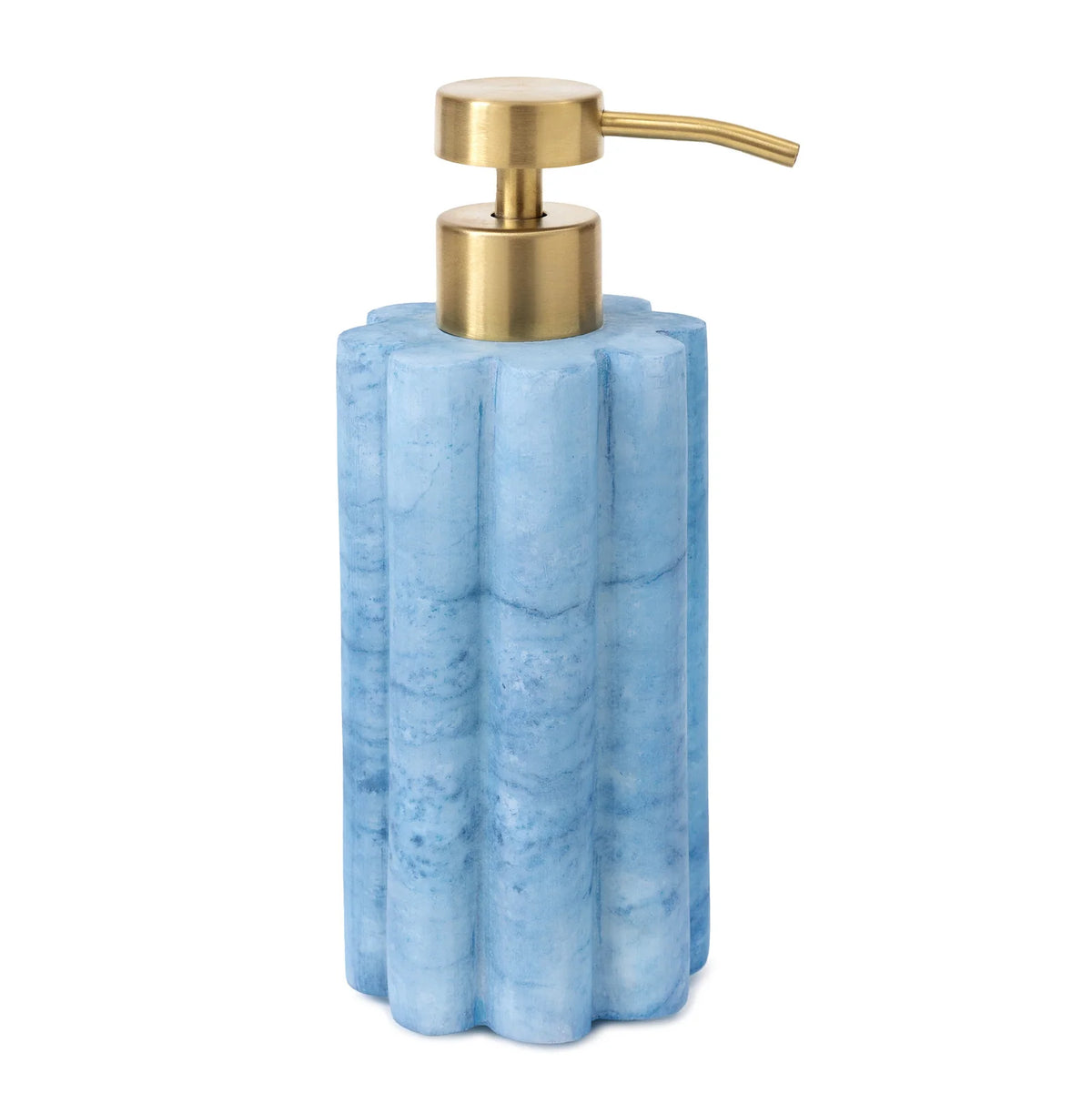 Wavy Alabaster Bathroom Accessories in Azure or Pink with Scalloped Details and Multiple Vanity St — Azure / Lotion Dispenser