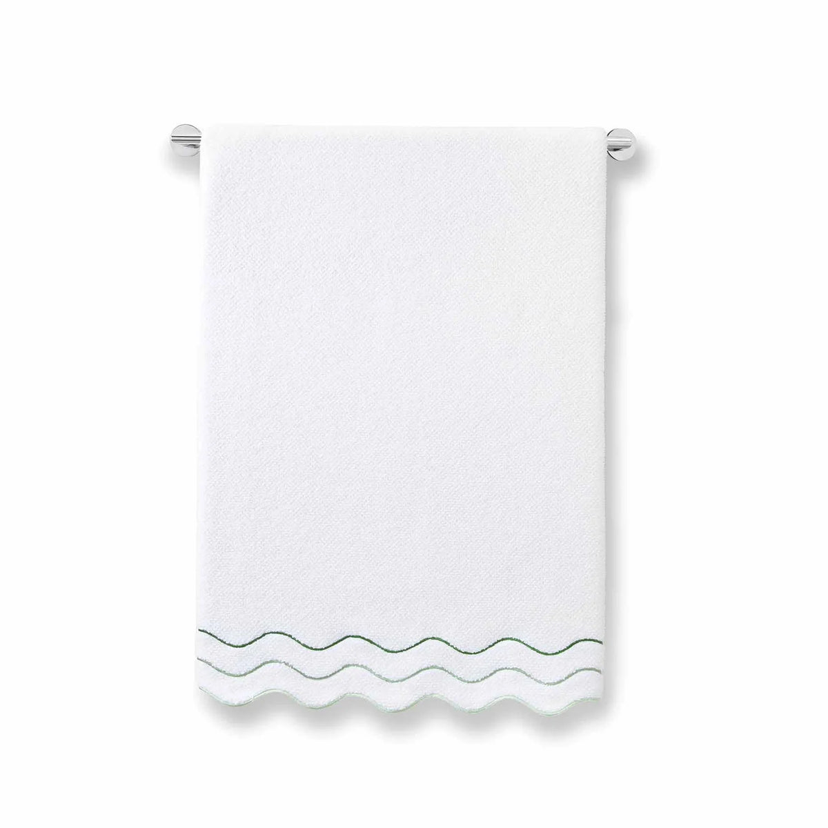 Wavy Cotton Towels with Riceweave Texture, Scalloped Borders and Bright Embroidery for Colorful Bathroom Styling