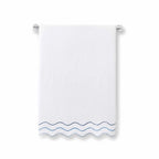 Wavy Cotton Towels with Riceweave Texture, Scalloped Borders and Bright Embroidery for Colorful Bathroom Styling