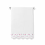 Wavy Cotton Towels with Riceweave Texture, Scalloped Borders and Bright Embroidery for Colorful Bathroom Styling