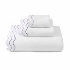 Wavy Cotton Towels with Riceweave Te — White / Violet / Bath Towel / White / Violet / Hand Towel / White / Violet / Washcloth