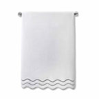 Wavy Cotton Towels with Riceweave Texture, Scalloped Borders and Bright Embroidery for Colorful Bathroom Styling