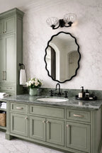 Wavy Irregular Wall Mirror with Handmade Glass, MDF Frame, Optional Daylight LED and Six Finish Choices