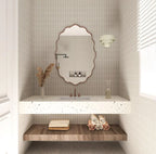 Wavy Irregular Wall Mirror with Handmade Glass, MDF Frame, Optional Daylight LED and Six Finish Choices