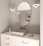 Wavy Irregular Wall Mirror with Handmade Glass, MDF Frame, Optional Daylight LED and Six Finish Choices