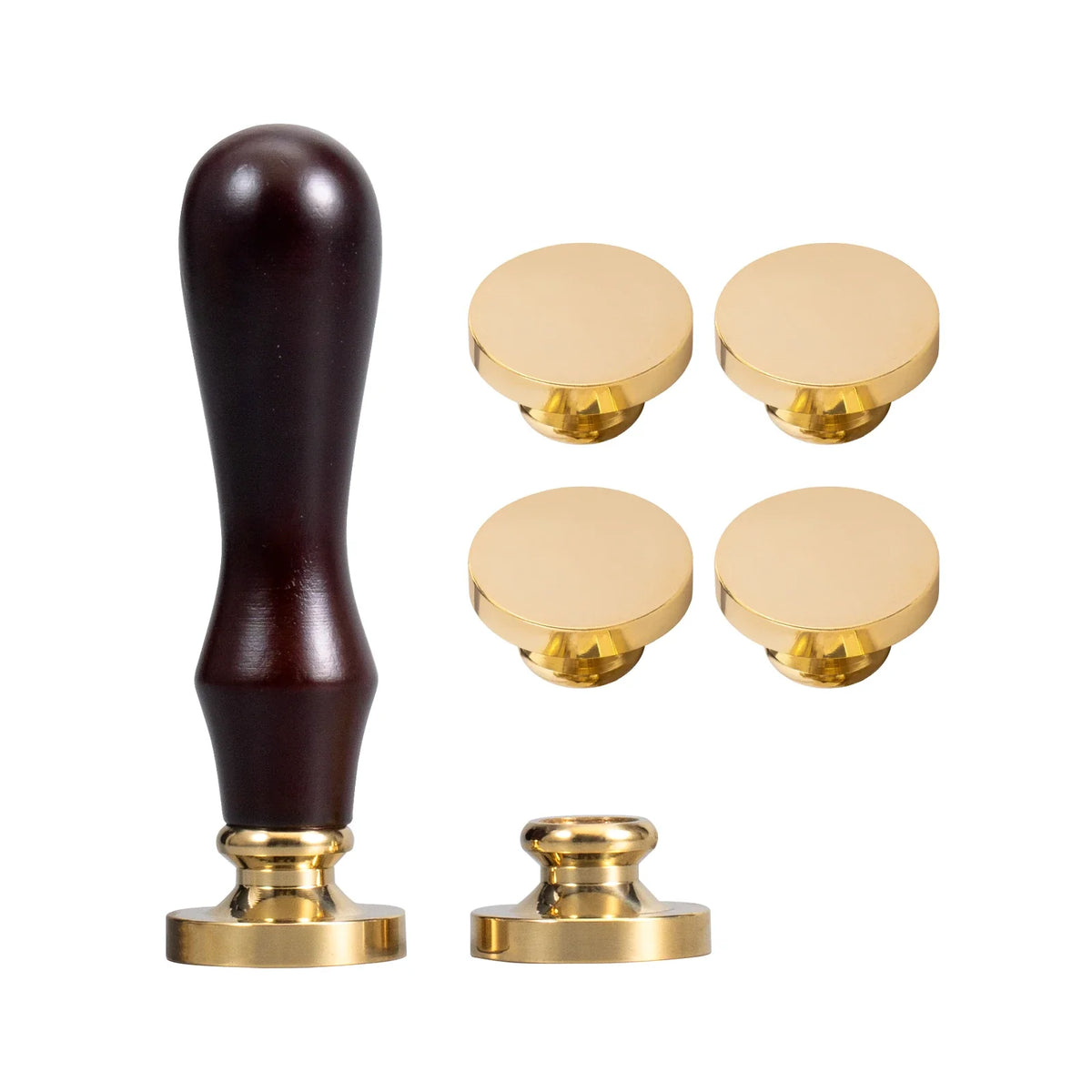 Wax Seal Stamp Set with Six Detachable Blank Brass Heads and a Wooden Handle for Personalized Designs