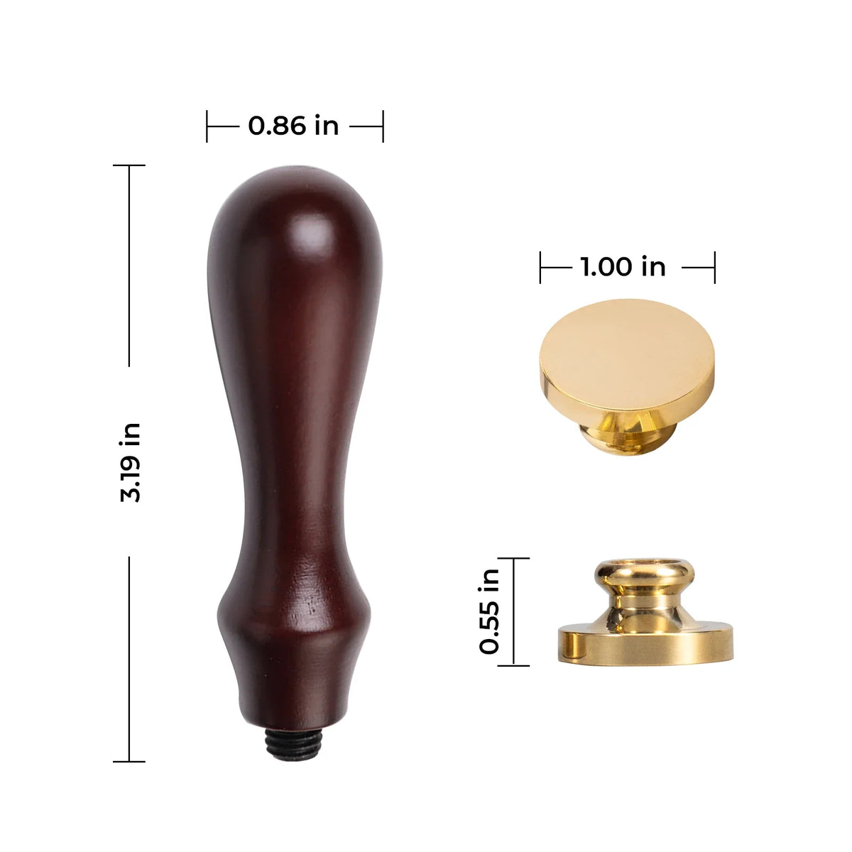 Wax Seal Stamp Set with Six Detachable Blank Brass Heads and a Wooden Handle for Personalized Designs