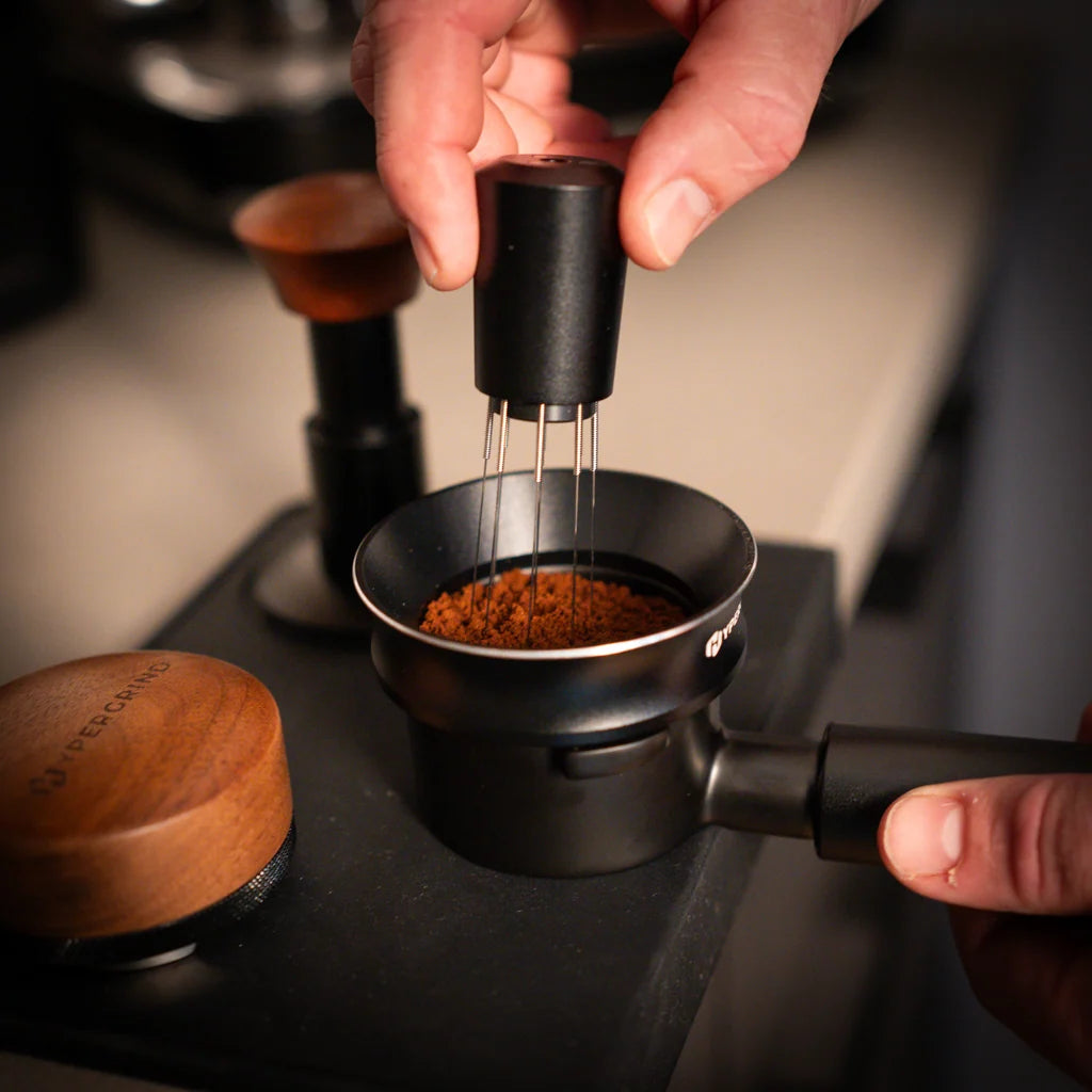 WDT Tool for Espresso with 9-Point 0.4mm Needles, Magnetic Stand, Spare Needles and Allen Key for Even Coffee Grounds